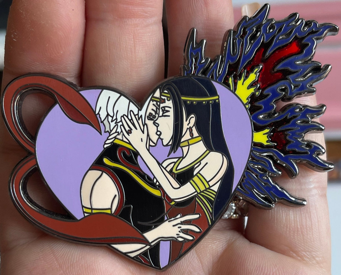 Ken Kaneki & Touka Kirishima Wedding Enamel Pin 3-Inch | Tokyo Ghoul Stained Glass Collectible | Exclusive Anime Merch