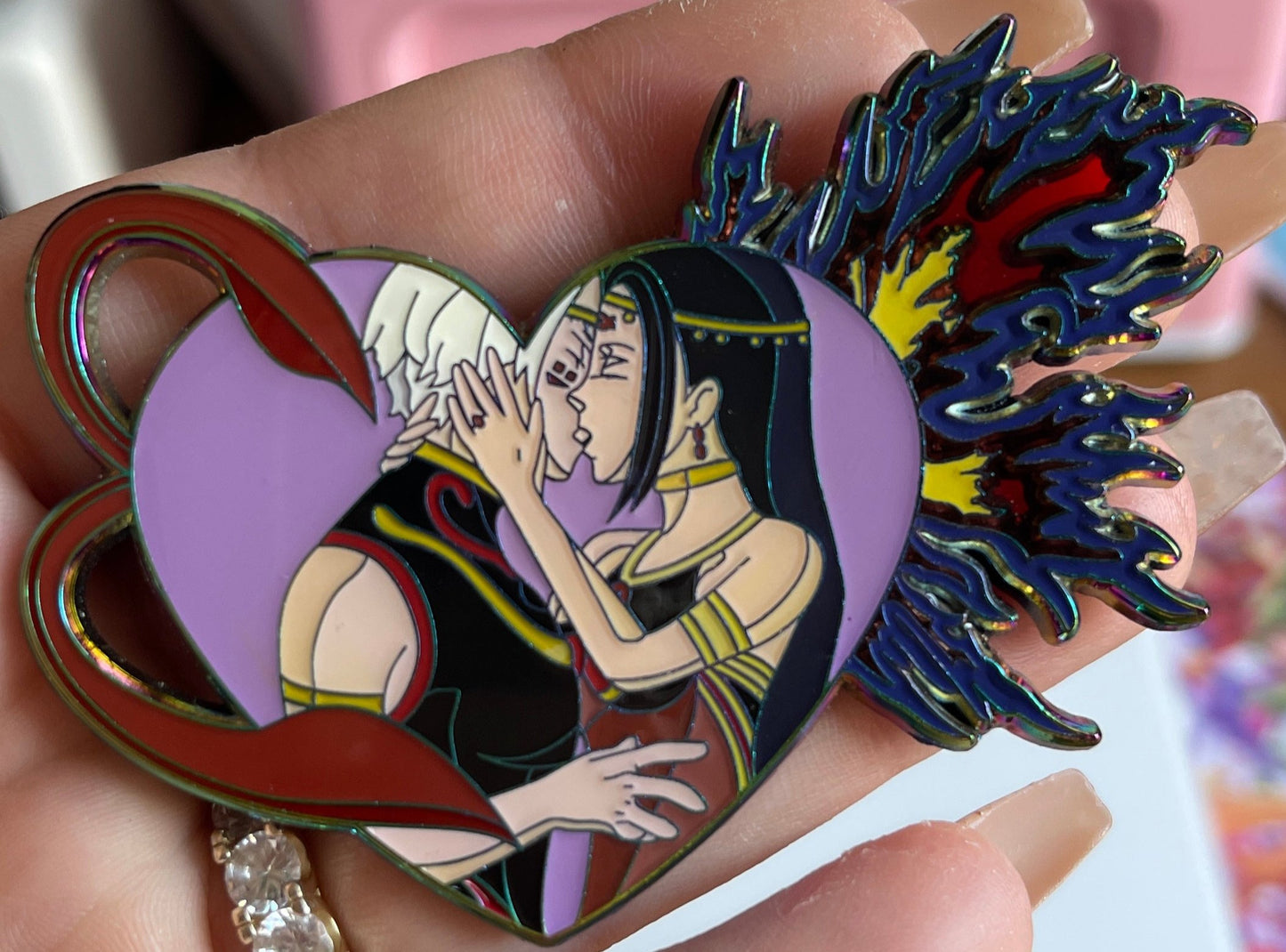 Ken Kaneki & Touka Kirishima Wedding Enamel Pin 3-Inch | Tokyo Ghoul Stained Glass Collectible | Exclusive Anime Merch