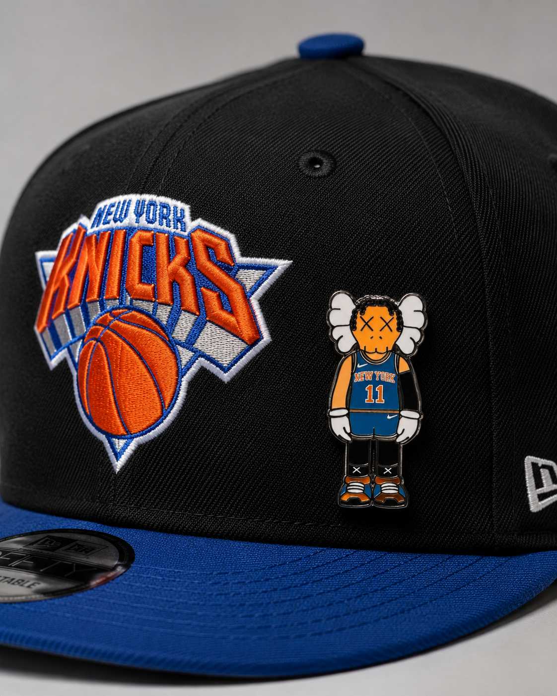 Basketball collector pin inspired by Jalen Brunson, New York Knicks, and streetwear art style