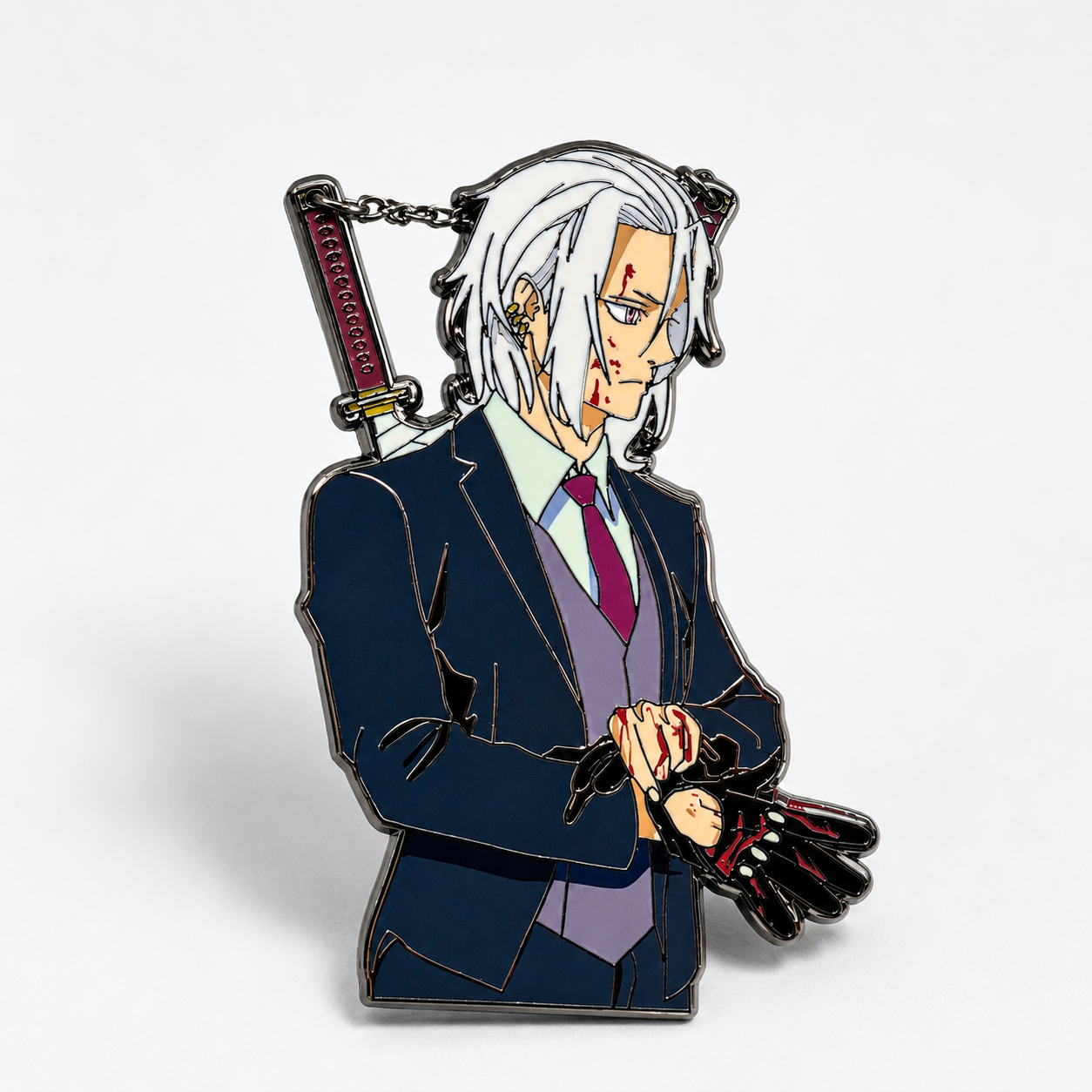 Tengen Uzui Enamel Pin – Demon Slayer Fan Inspired Hard Enamel Anime Pin w/ Chain LE Collector Pin