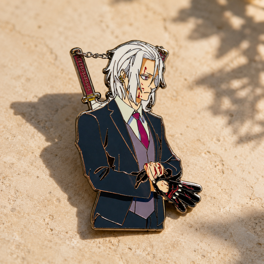 Tengen Uzui Enamel Pin – Demon Slayer Fan Inspired Hard Enamel Anime Pin w/ Chain LE Collector Pin
