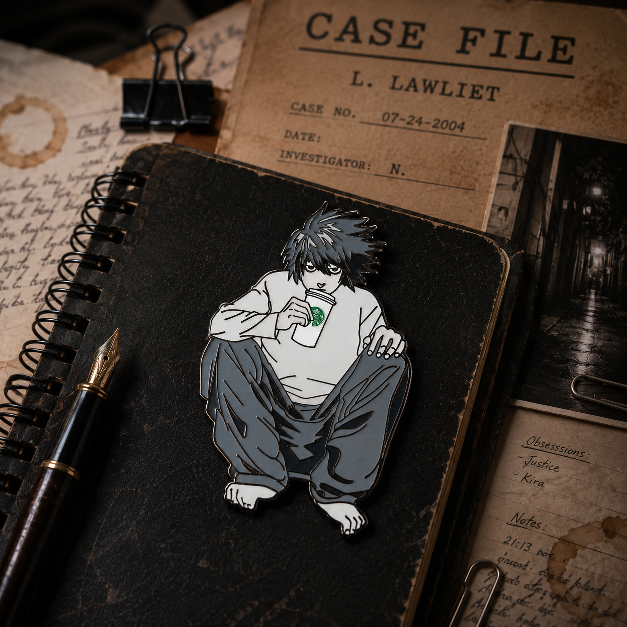 L Death Note Anime Enamel Pin | Detective Anime Collector Pin