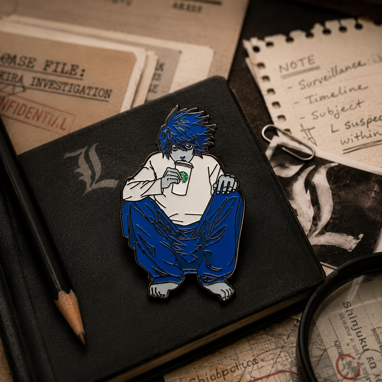 L Death Note Anime Enamel Pin | Detective Anime Collector Pin