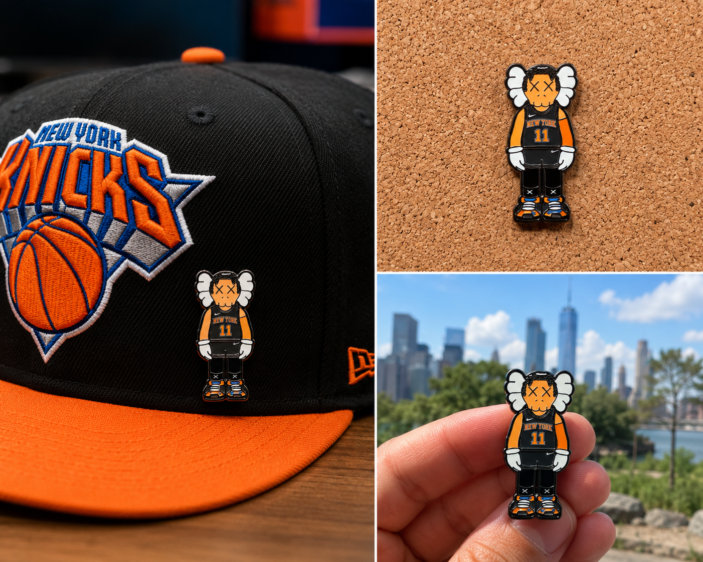 Jalen Brunson KAWS Inspired New York Knicks Enamel Pin