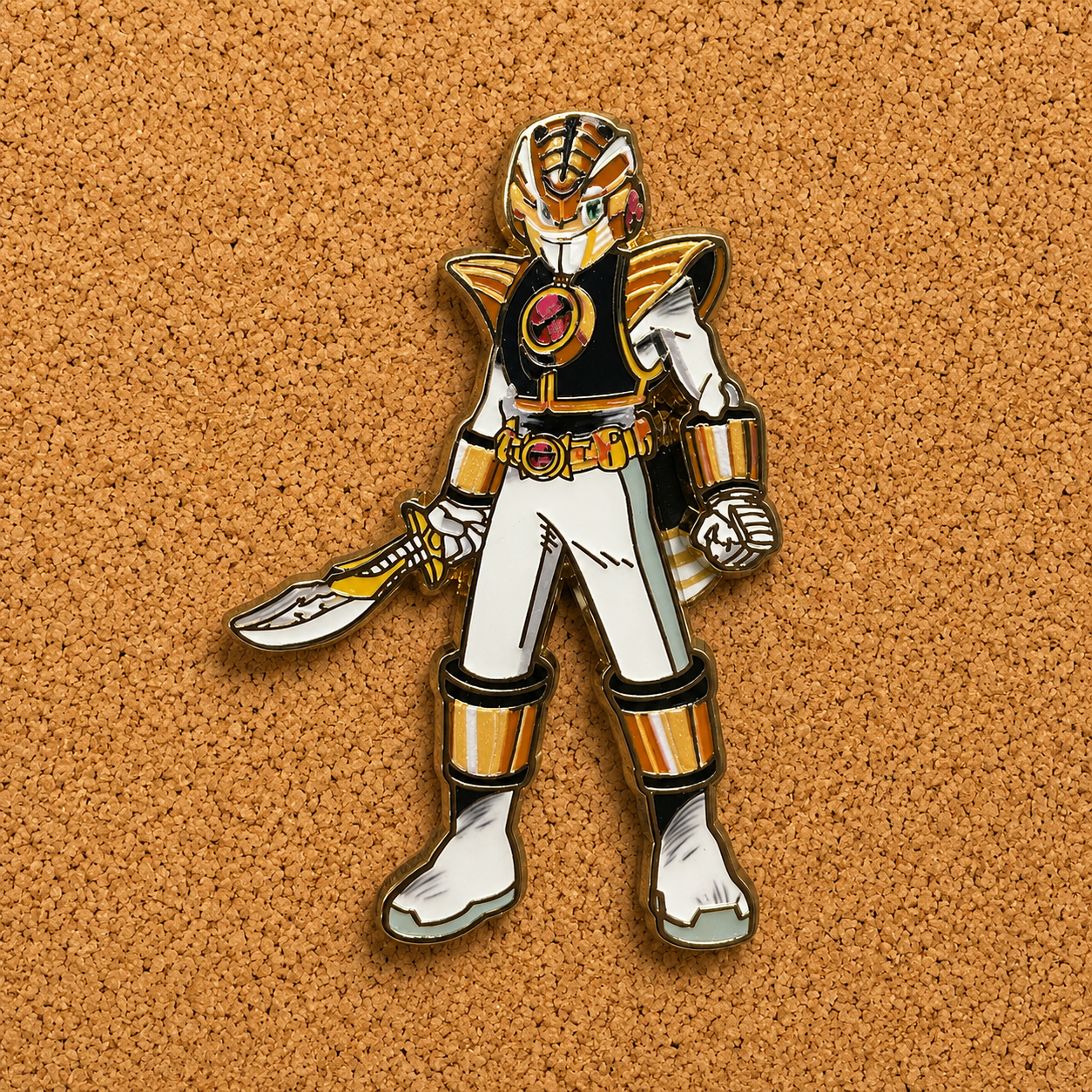 MegaMan Battle Network MegaMan EXE White Ranger Soul fan inspired enamel pin with white gold armor design