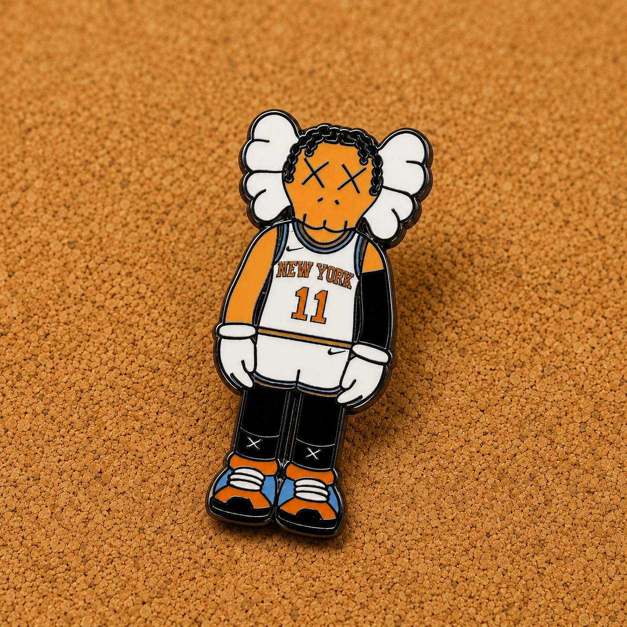 New York Knicks basketball enamel pin inspired by Jalen Brunson and designer art toy style