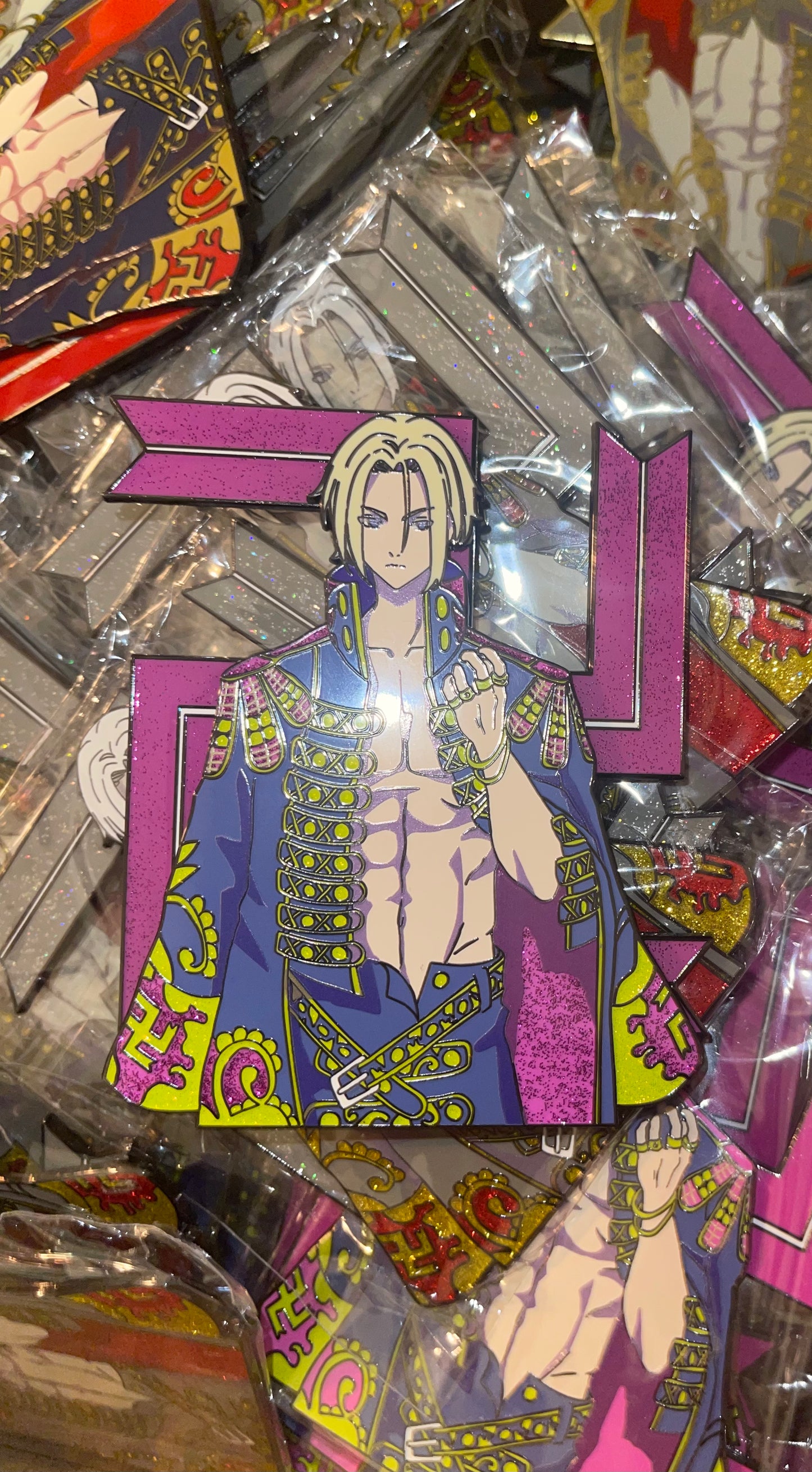 Manjiro Sano anime collector pin from Tokyo Revengers with red Toman inspired design